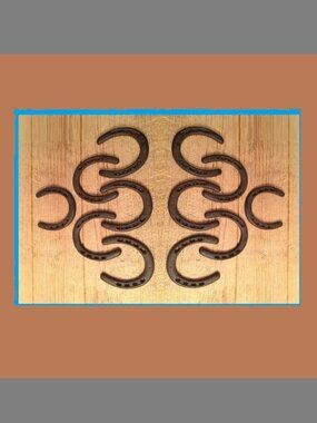 Twelve (12) Large 5" tall Cast Iron Horse Shoes Rustic Set of Twelve (12) 05208